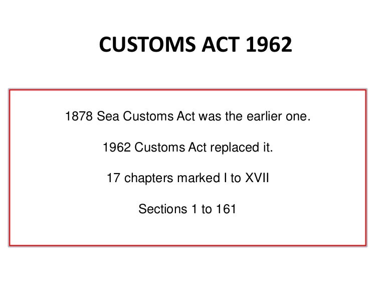 Customs Act 1962 Pdf